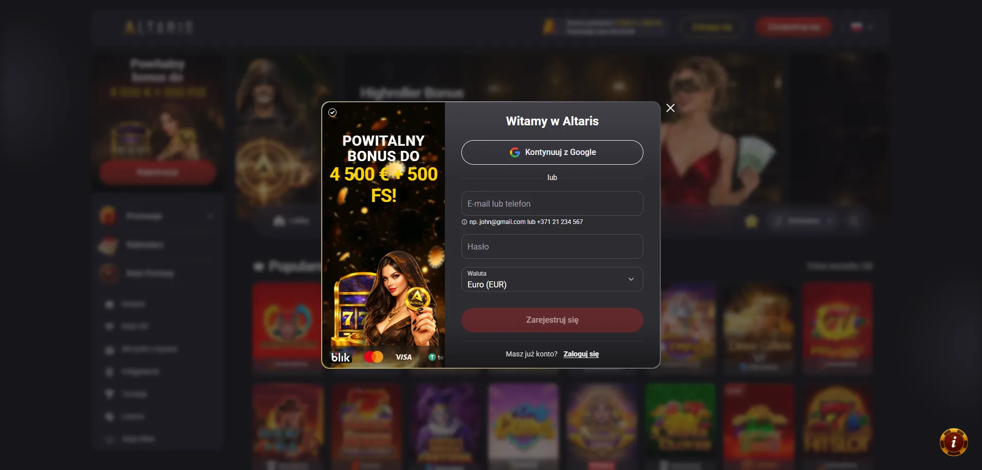 Rejestracja konta w Altaris Casino &ndash; krok po kroku