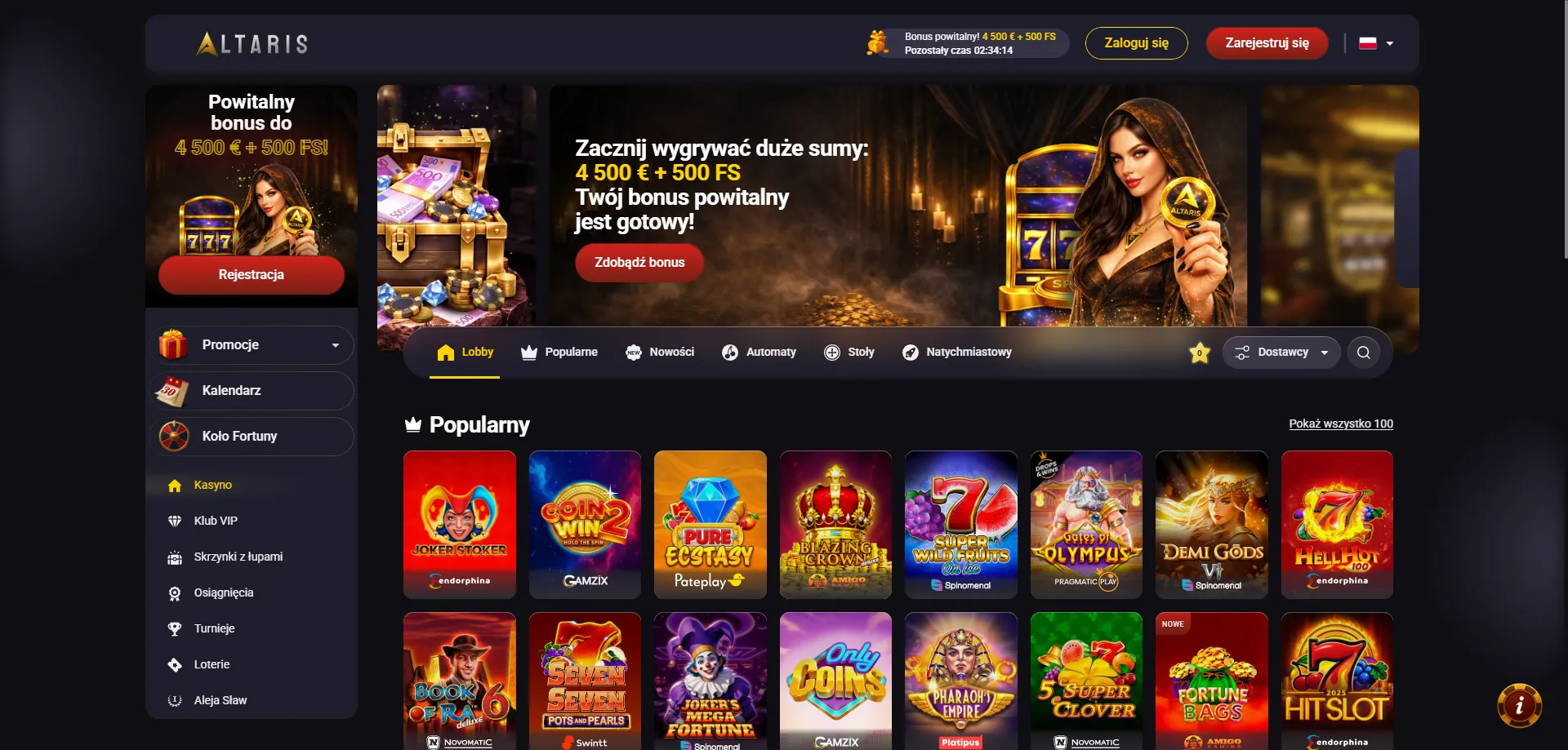 Altaris Casino – przegląd ofert powitalnych i kodów bonusowych